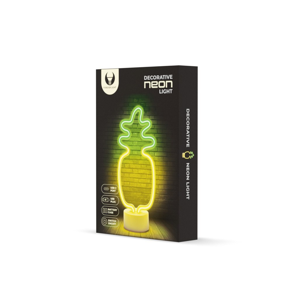 Neon na podstawce LED ANANAS pomar-zielony USB-C FSC-12 Forever Light